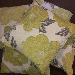 5x green and cream cushions. Very good condition. From a smoke free home. Collection only.