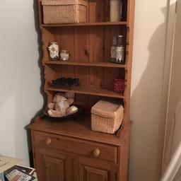 Pine Welsh dresser in 2 parts. General wear and tear, but adds to the charm, but also easy to sand down if preferred. I drawer and 1 cupboard. Handle missing in picture, but I do have it! 
From smoke free home. Buyer collects