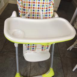 Good condition Chicco Polly highchair - comes with 2 removable padded seats, removable tray small tears . has multiple height and recline positions...Very comfortable highchair for the baby fixed price ‘