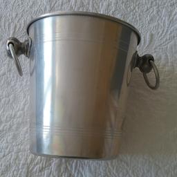 Metal zinc ice bucket with 2 ring side handles.