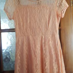Lovely ladies lace dress peach colour. Size L. Buyer collects from wgc.
