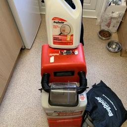 Rug doctor mighty pack carpet cleaning machine, I bought it a few months ago and cleaned my whole house with it and stairs it’s amazing and the carpets came up great, it’s used but fully working and a great machine, it comes with all the hoses to do the stairs and I still have a brand new 4 litre carpet detergent you can have with it,