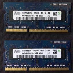 Hynix Arbeitsspeicher RAM Baustein
1x 8GB (2x 4GB) DDR3
für Laptop bzw. Notebook
DDR3, SODIMM
Speed 1600 Mbps
Voltage 1.5 V
Pin 204
512M x 8
HMT451S6AFR8C-PB NO AA

Abholung in Gramatneusiedl
oder in Wien