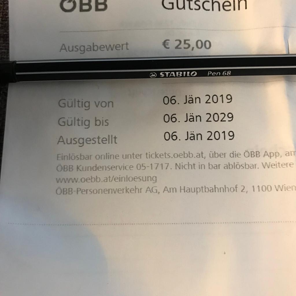 ÖBB Gutschein in 6900 Bregenz für € 15,00 zum Verkauf | Shpock AT