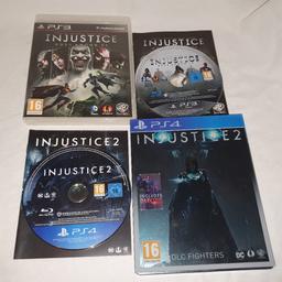 Both games come fully boxed with manuals. Injustice 1 has some slight marks on the disc but these don't affect use. Injustice 2 comes with the DLC code leaflets but the codes have been used and can't be redeemed again.

Will also be listed elsewhere.
Collection preferred from Alfreton but I can post at weekends for extra.