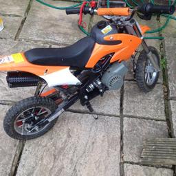 50cc pit bike new fuel filter , carb been cleaned , runs and rides as it should.
comes with 2 keys and a wrist kill switch.
£150 ONO