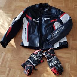 Neuwertige Motorradjacke
inkl. dazupassende Handschuhe
(Schwarz/Rot/Weiß)
von Alpinstars
Größe: 52 (Körpergröße 185)
