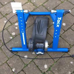 An old Tacx bike trainer. Still useable, just needs a clean! It’s been in the shed for ages and as I don’t ride anymore it might be useful to a cyclist who wants to train either indoors or in the garden without going on the roads.
Sorry, no longer have the instructions, but it is easy to use.
Open to offers 😀