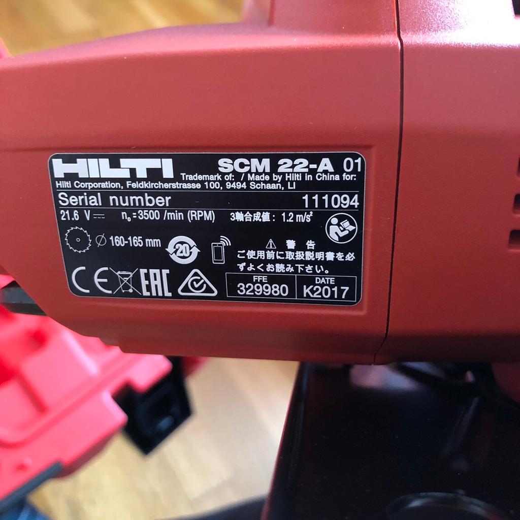 HILTI New Cordless Circular Saw SCM 22A case in HA2 Harrow for £230.00