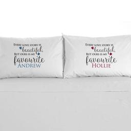 Mr & mrs personalised love story pillow cases £19.99

#sc
