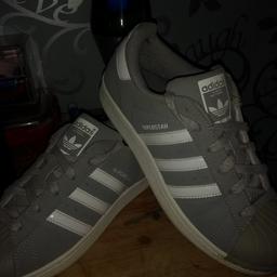Excellent condition size 5 grey suede Adidas Superstar. Hardly worn and now outgrown😐. collection Knuzden Blackburn. £12..