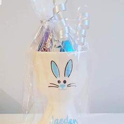 Easter gifts for all ages 
egg cups - £2.50 
cups filled with chocolate- £5 two for £8
unicorns (all different shapes avaible) £8
Easter boxes £8 empty £15 filled and wrapped