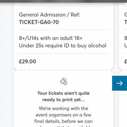 Thursday 11th April 2019. 7pm

Can’t go to this now so these are up for grabs. Inbox me with offers. The sell it price isn’t the price.