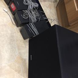 Sony blu Ray player with surround sound system.
4 speakers with long leads, mini sound bar and subwoofer

Has power cable, remote and hdmi included
 Excellent condition
