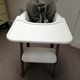 Stokke Steps multi stage high chair with bouncer and toy bar in Storm Grey. Bouncer suitable from birth, attaches to legs so baby can join you at dinner. Adjustable high chair baby seat and tray - this can be removed to make a seat for a child up to 8.

https://bit.ly/2XY9pvn

Cost £469 new - 18 months old, minimal wear and tear - small dent in frame. Pet free smoke free home of impeccable quality. Cleaned and sterilised once sold.