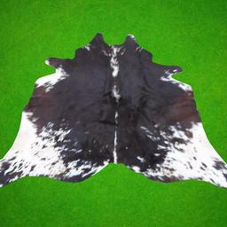 Real cow hide leather rug, cow hair on leather rug, it’s new , natural & shiny hair, no chemical smell, fully chemical tanned rug, 36*36 inches, free myherms track delivery