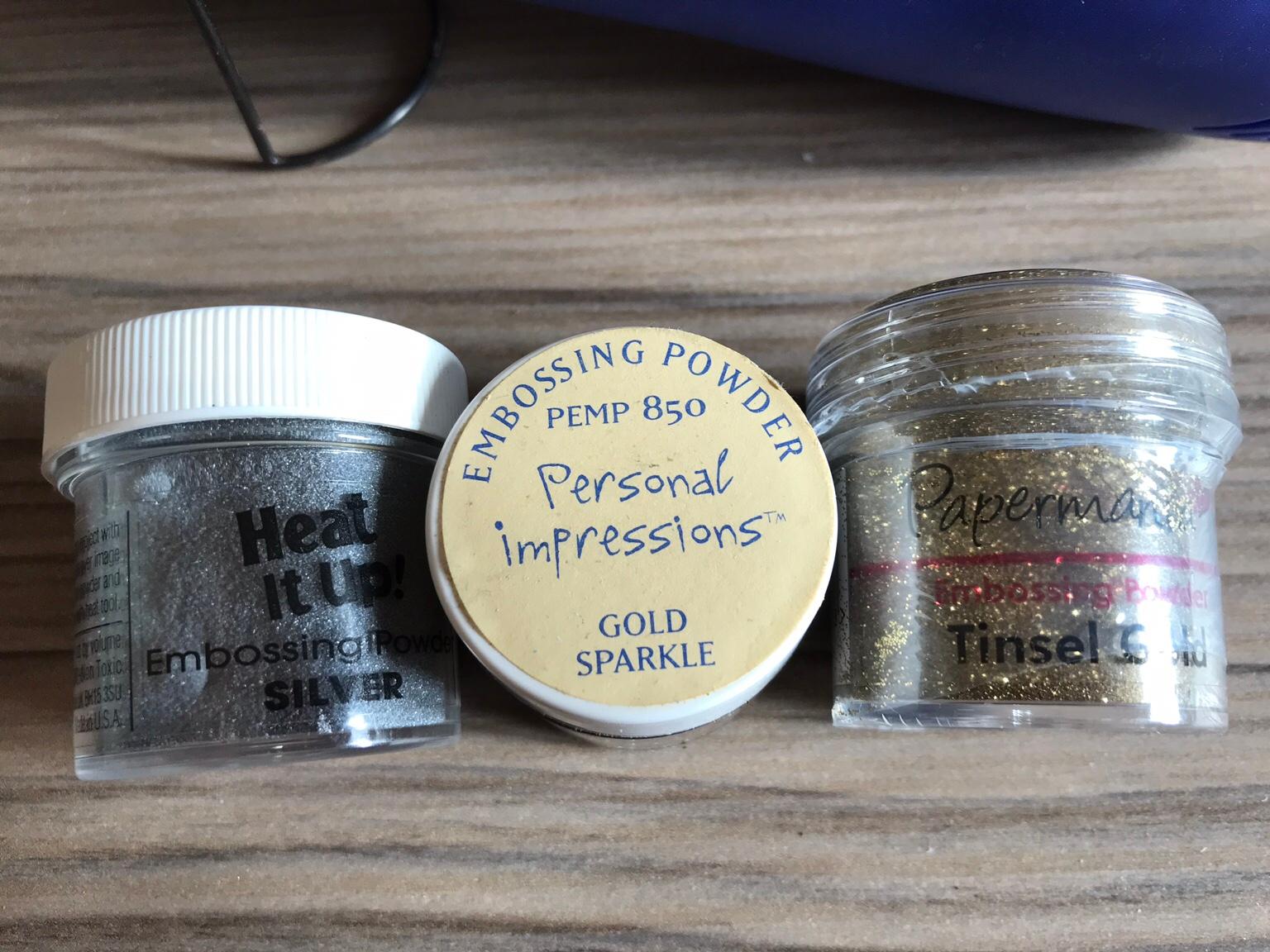 Embossing heat gun and powders. Working in North West Leicestershire