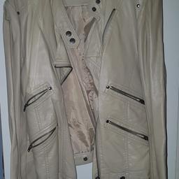 Cream biker style jacket. Good condition, hardly worn. Size 14. Buyer collects or pays postage. NO TIME WASTERS PLEASE