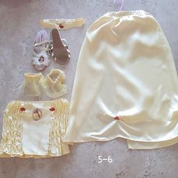 Disney belle fancy dress,   Size 5-6 good condition,  comes with shoes which were purchased separately,