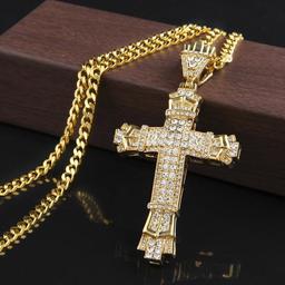 Cross Pendant Necklace Hip Hop Jewelry Collier Rock Fashion Mens Necklaces 2019 Hiphop Gold Silver Chain DJ Rapper Jewellery
