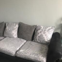 Grey & black corner sofa fair condition good fabric for quick sale cheap