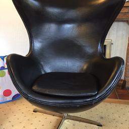 Black leather swivel chair for sale, it is marked/ scuffed from use. 

There is a hole under the armchair, you can’t see it unless you look under the chair, please see pic.

Was £200 new
