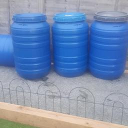 240 ltr barrels with lids.ideal water butts or to store animal feeds £15each or 3 for £40 local delivery available at extra cost