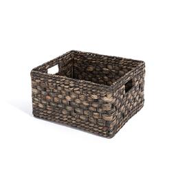 I have 4 of these gorgeous basket / boxes.
From lombok website - "Handwoven in Vietnam by skilled artisans our water hyacinth shelf basket is crafted from a metal frame with a open weave. A functional addition for any room in your home."
Dimensions: W: 30 cm / D: 39 cm / H: 21 cm
RRP: £35 each