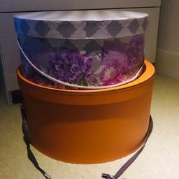 Two hat boxes in great condition.
The orange Hermes one is 41cm diameter, the smaller lilac one is 36cm.
Both for £10
Collection only from Walton on Thames