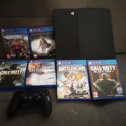 Hi for sale is my PS4 with 6 games.

The games all in excellent condition. Comes with one controller. Comes with all leads. 
Works perfectly fine. Will be wiped for collection. 

I no longer play it, that's why I'm selling it.

Cash on collection only.

Will not post as I don't have the box.

140 ono