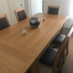 Hard wood dining table & 6 chairs
A used item but hardly used
Good condition, very heavy & stable