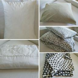 sleeping pillow 15kr 
duvet 30kr 
sheets with pillow cover 30kr 
sheets 20kr
pillow case 10kr