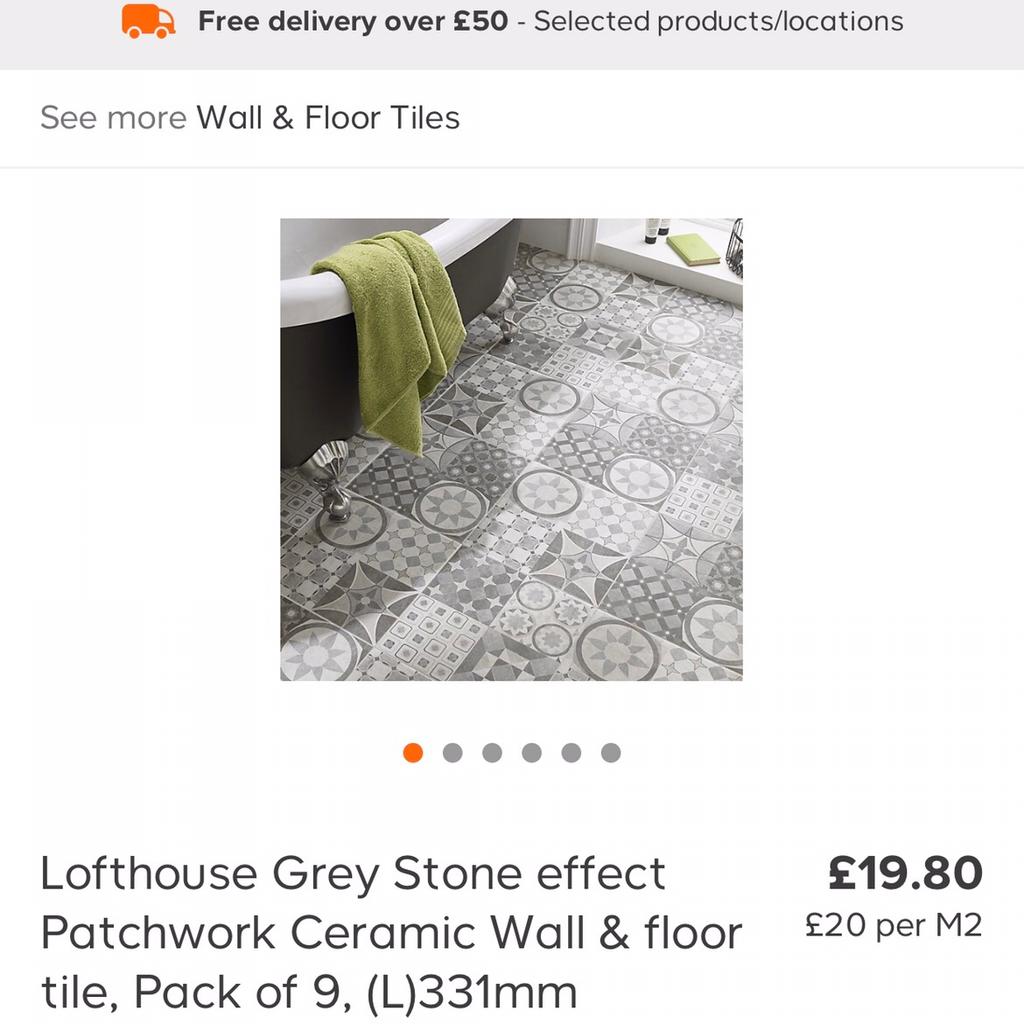 Patchwork Floor & Wall Tiles x 9 Grey Ceramic in DA1 Dartford for £12.
