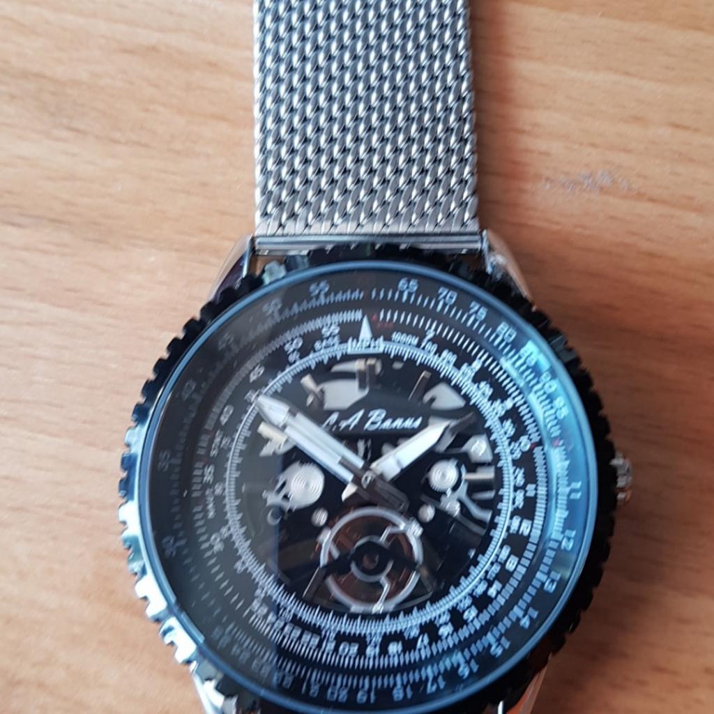 La banus skeleton dial watch with shark outlet mesh