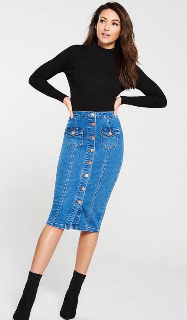 Michelle keegan denim sales skirt