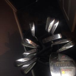 Set of hippo clubs and golf bag. Good condition includes irons ,pw, sw, putter and driver