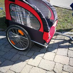 Verkaufe einen gebrauchten Fahrradanhänger aus Aluminum für 2 Kinder mit Insekten- und Regenschutz