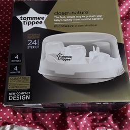 tommee Tippee Microwave Steriliser system in the box but sorry no bottles only use once and twice in excellent condition