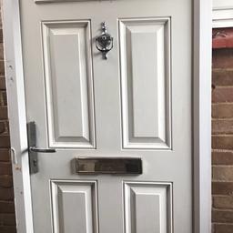 White used composite Front Door In Frame Ready To Be Fitted
Door comes with silver accessories 1 x key
Small glazed half moon window
Spy hole
Measurements are of frame size
Width 900
Height 2080 with packer or 2060 if packer removed.
Opening inwards, Hinges on left hand side
