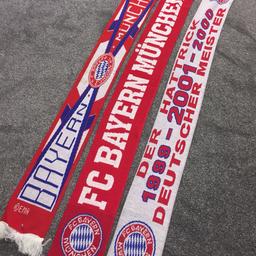Fanschals des FC Bayern, Bilder geben wohl den besten Eindruck. Preis bezieht sich auf alle 3 Schals

Versand möglich, trägt aber der Käufer.