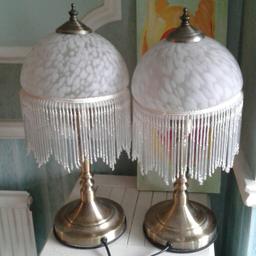 2  bedside lampshades, one with touch lighting, no longer needed.