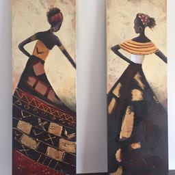 Attractive pair of wall canvases
African women
Textured wall canvases (part painted part printed).
Very good pre-loved condition.

Collection only from Burbage
Price is for the pair