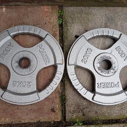 2 x 20kg tri grip olympic metal weight plates £50