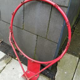 Basketball ring made of heavy duty metal, net available.