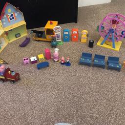 Peppa house, grandpa pigs train, grandad dogs truck with sounds and garage. Granny pigs kitchen. Funfair wheel. Peppa school with Madame  gazelle. All played with condition. Collection spennymoor