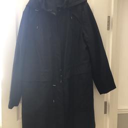 Ladies M&S rain coat Navy blue used vgood condition size 20