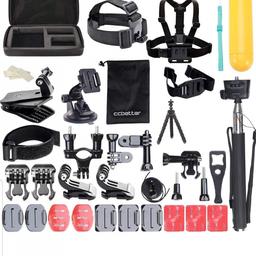 All the accessories are show in the first product picture, I displayed some application scenarios.

This is an Essential Accessories Kit for all the gopro lovers.It will Comfortable with all the sizes of GoPro cameras includes gopro HERO 4/3+/3/2/1; ccbetter CS710 CS720W action camera and SJ4000 SJ5000 SJ6000 Cameras. 

50 in 1 Accessorie KIT

NEVER EVEN OPENED SEALED BAGS AS WAS A GIFT ONLY OPENED TO TAKE PICTURE!!!