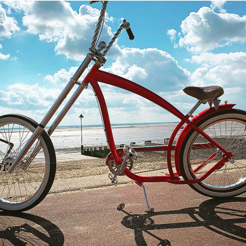 candy apple red beach cruiser