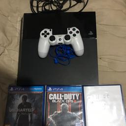 I am selling a PS4 good condition 500gb nothing wrong with it There’s some earphones with a mic on them Jvc ones work perfect. There are games in pic Would be a perfect gift for someone or even just for ur self so fun especially when u get stuck into a game just my brother has upgraded to the slim £170 Ono or swaps for other consoles or anything or bikes or gaming tell me what u got