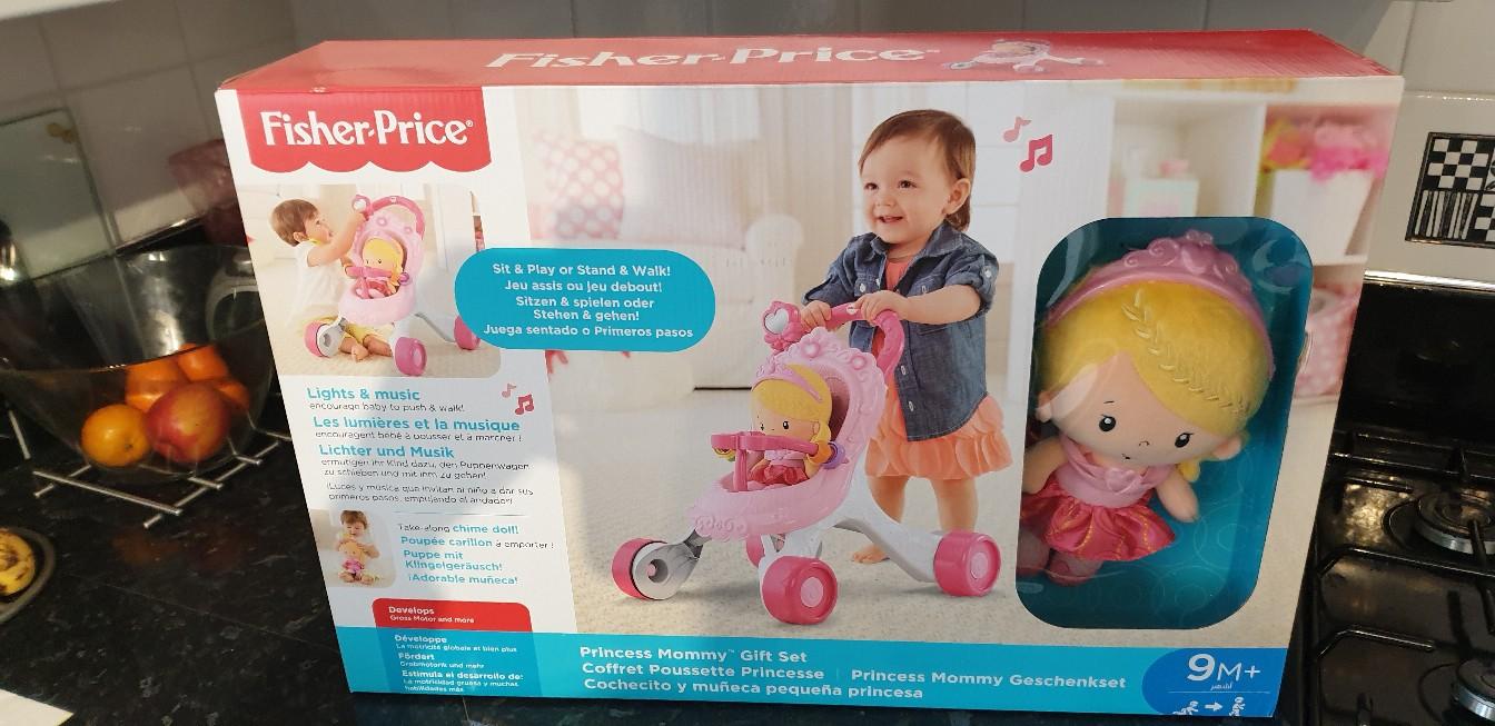 Fisher price princess chime doll & clearance stroller gift set